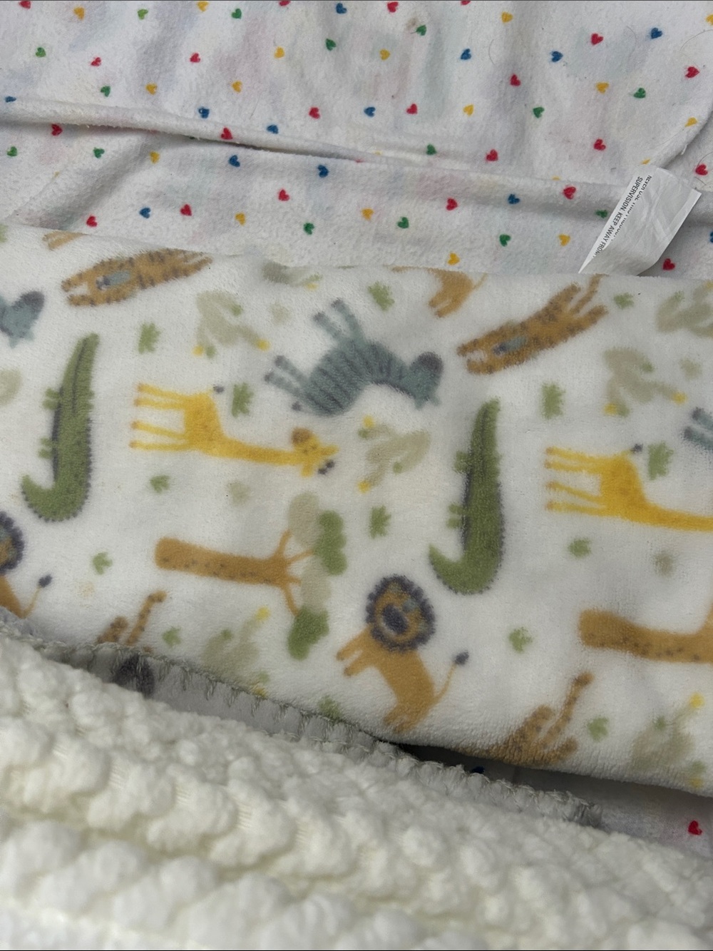 Soft Plush Nursery Blanket Stack - White with Multicolor Accents - Picture 5 of 5